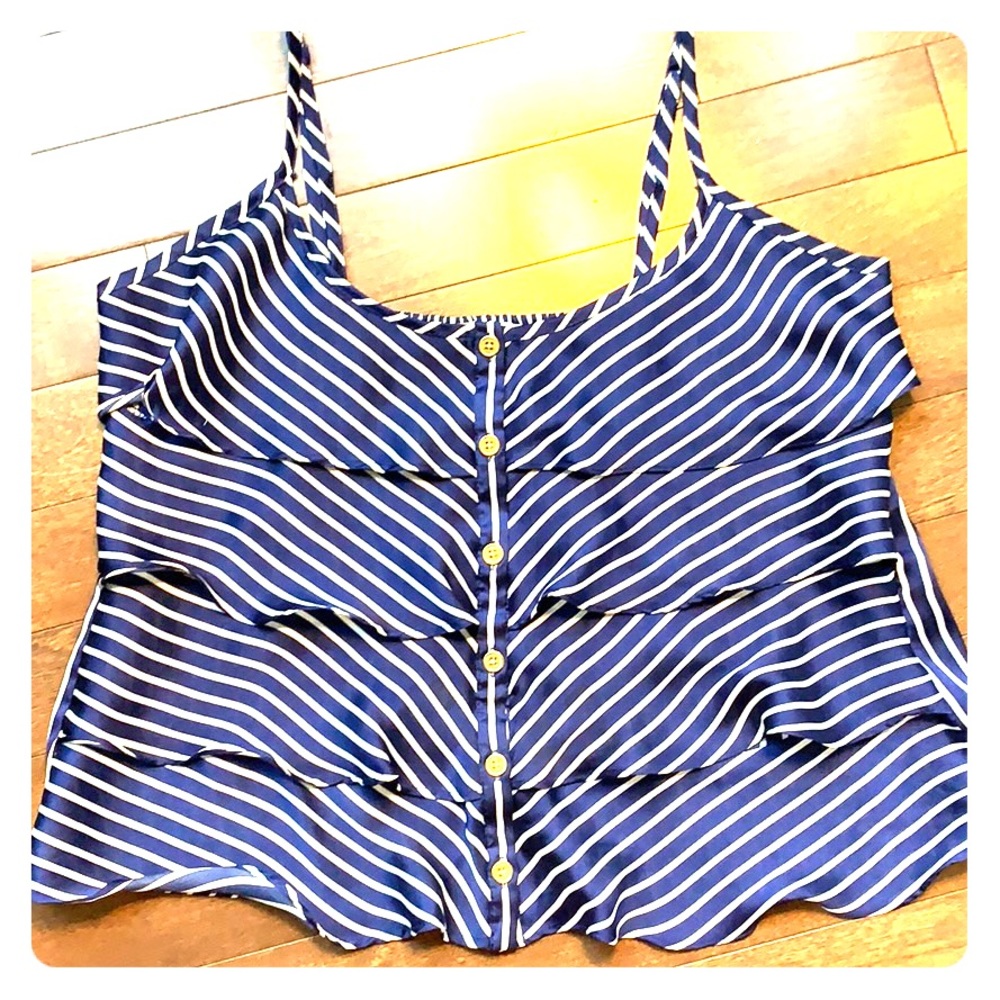 Blue and white striped crop top